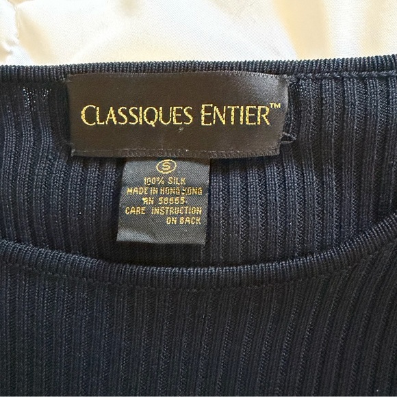 100% silk Classiques Entier Rib Knit Short Sleeve Size Small - Picture 2 of 3